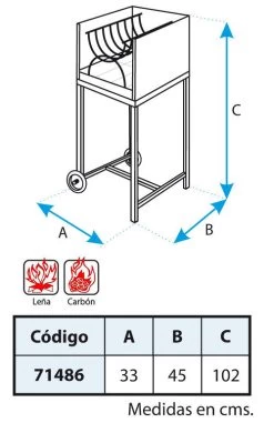 Leñero Con Carro Para Barbacoa Argentina -Utensilios De Cocina Barbacoa Lenero con Ladrillo Refractario 4