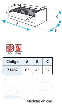 Cajon Barbacoa Argentina 62 Cm. Con Elevador -Utensilios De Cocina Cajon Barbacoa Argentina 62 cm con Elevador 3