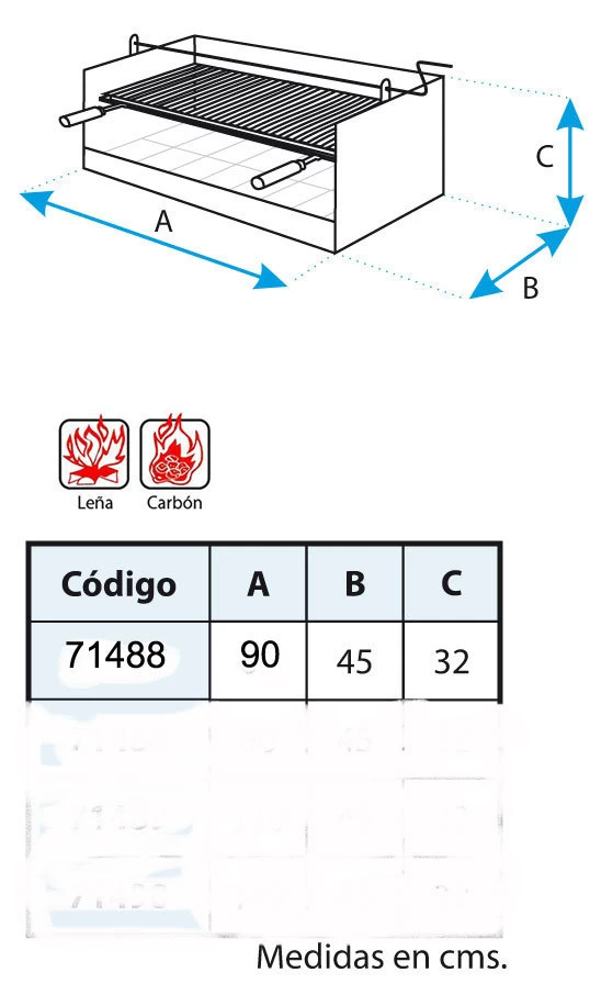 Cajon Barbacoa Argentina 90 Cm. Con Elevador 6 Cajon Barbacoa Argentina 90 Cm. Con Elevador - Imagen 4